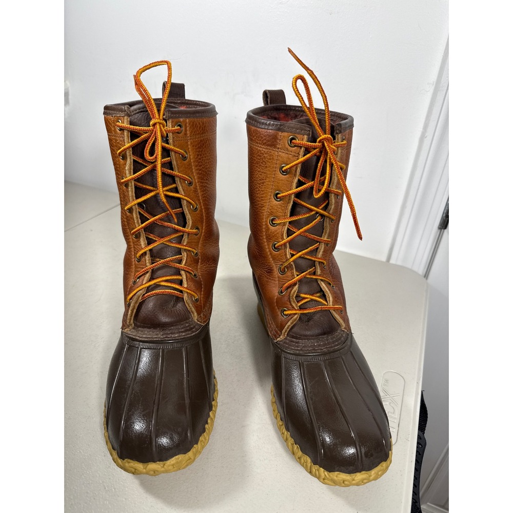 LL Bean Boots womens size 10 Leather 10 Inch Duck Boots Made in USA